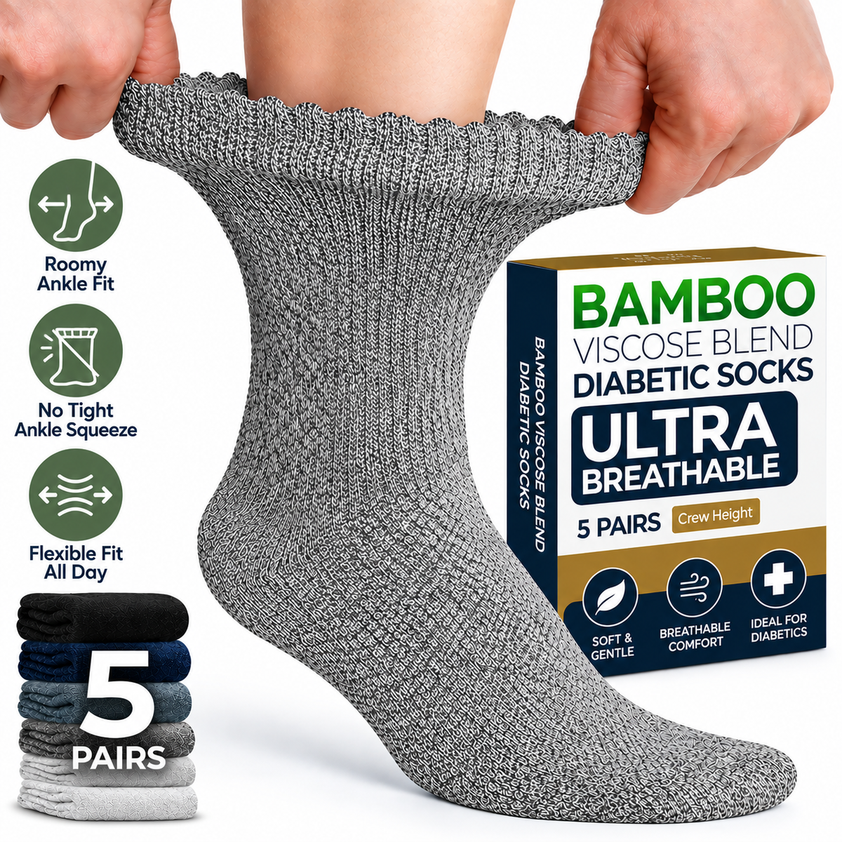 HappyFeet™ Bamboo Swollen Ankles Compression Socks