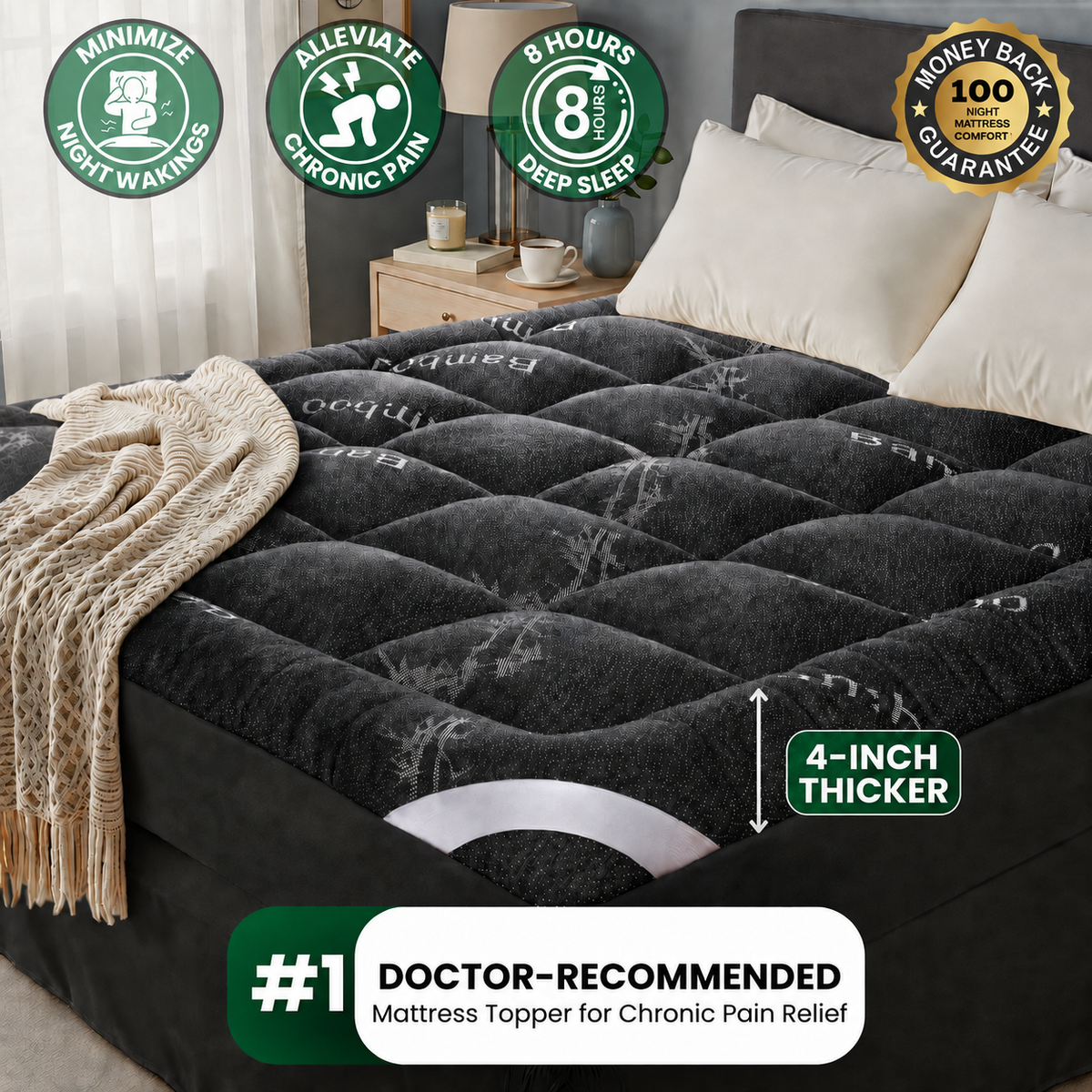 OrthoBed™ Bamboo Mattress Topper Bundle